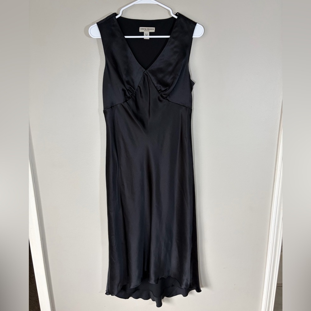 Vintage Y2K Valerie Steven’s Black Silk Dress Size 8